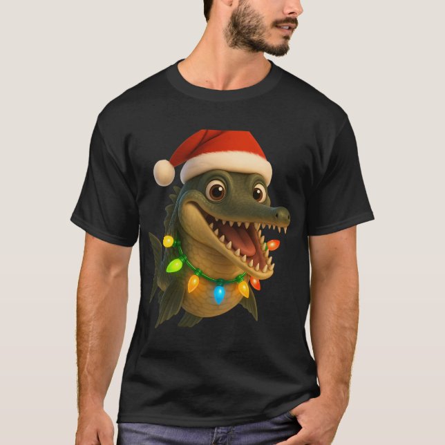 Christmas Alligator Gar Fish T-Shirt (Front)