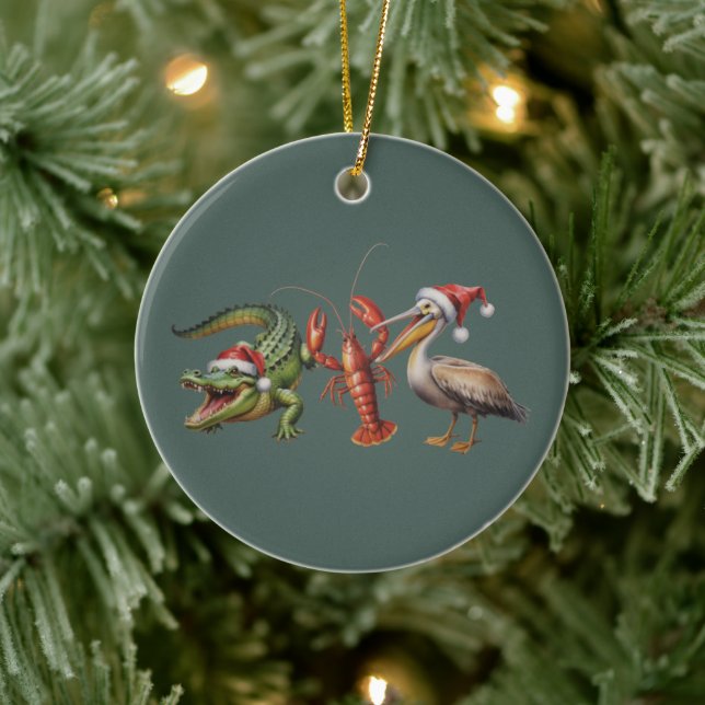 Christmas Alligator Pelican Crawfish Goose Animal Ceramic Tree Decoration (Tree)