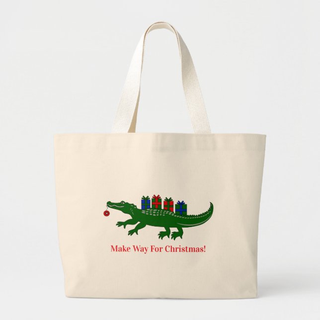 Christmas Alligator Tote Bag (Front)