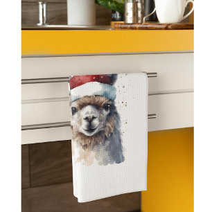 Christmas Alpaca, customisable Tea Towel