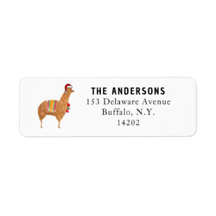 Christmas Alpaca Cute Animal Return Address