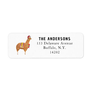 Christmas Alpaca Cute Animal Return Address