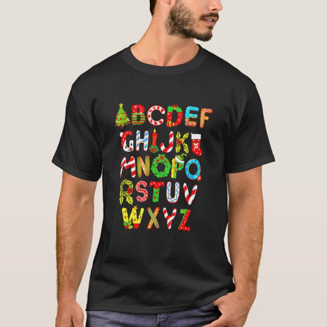 Christmas Alphabet ABCs Elemeno For Teacher Studen T-Shirt (Front)