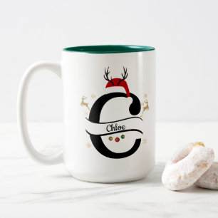 Christmas Alphabet Collection – Letter C Design Two-Tone Coffee Mug
