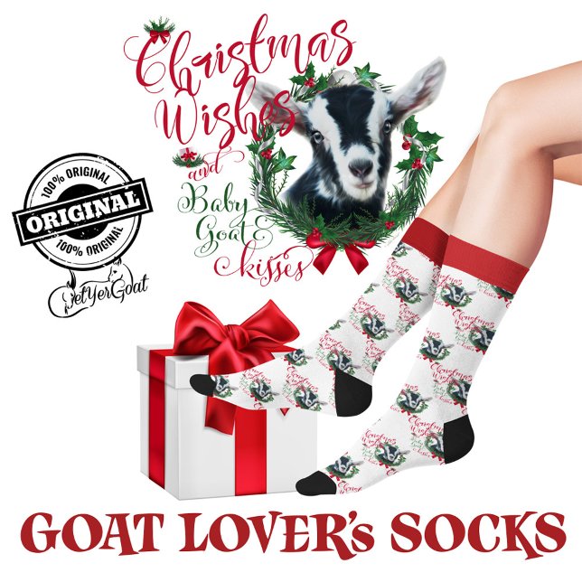 Christmas Alpine Baby Goat Wishes Socks (Creator Uploaded)