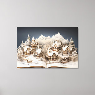 Christmas Alpine Storybook Village Canvas Print