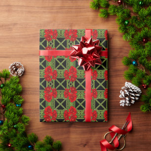 Christmas Amaryllis Garden Red & Black Vibrant Wrapping Paper