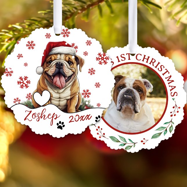 Christmas American Bulldog Personalised Tree Decoration Card (Creator Uploaded)