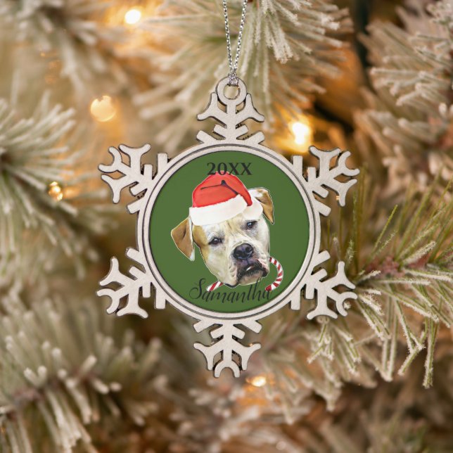 Christmas American Bulldog personalized ornament (Tree)