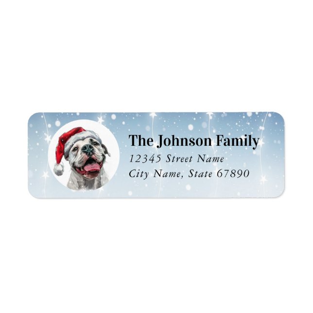 Christmas American Bulldog Return Address Labels (Front)