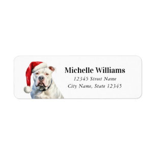 Christmas American Bulldog Return Address Labels
