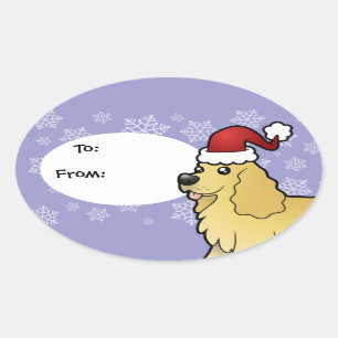 Christmas American Cocker Spaniel Oval Sticker