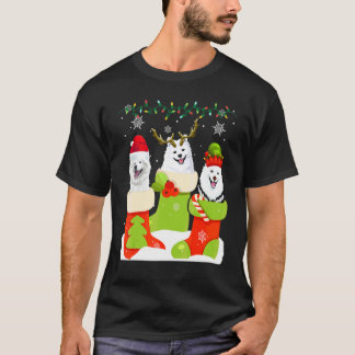 Christmas American Eskimo Sock Xmas Reindeer Santa T-Shirt
