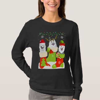 Christmas American Eskimo Sock Xmas Reindeer Santa T-Shirt