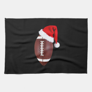 Christmas American Football Ball Santa Hat (1) Tea Towel