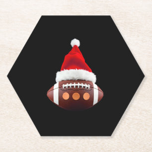 Christmas American Football Ball Santa Hat (2) Paper Coaster
