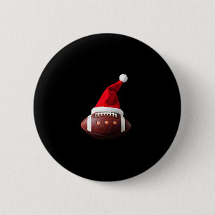 Christmas American Football Ball Santa Hat (3) 6 Cm Round Badge