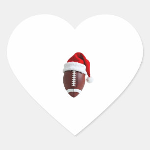 Christmas American Football Ball Santa Hat (3) Heart Sticker