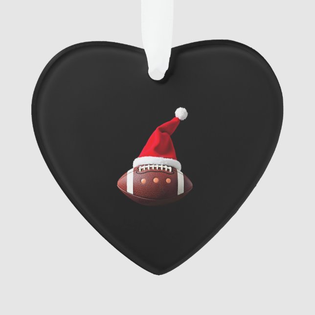 Christmas American Football Ball Santa Hat (3) Ornament (Front)