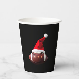 Christmas American Football Ball Santa Hat (3) Paper Cups