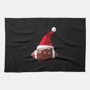 Christmas American Football Ball Santa Hat (3) Tea Towel