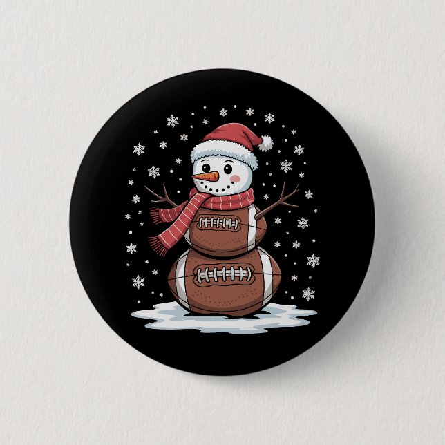 Christmas American Football Snowman Xmas Sport 6 Cm Round Badge (Front)