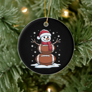 Christmas American Football Snowman Xmas Sport  Ceramic Tree Decoration