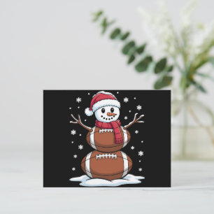 Christmas American Football Snowman Xmas Sport  Holiday Postcard