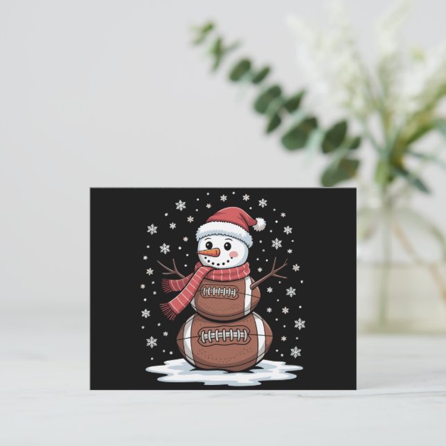 Christmas American Football Snowman Xmas Sport Holiday Postcard (Standing Front)