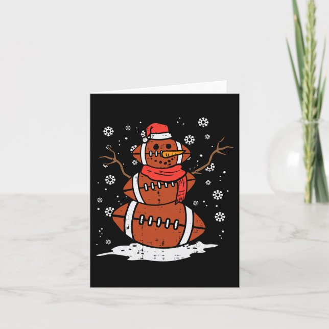 Christmas American Football Snowman Xmas Sport Men Card (Front)