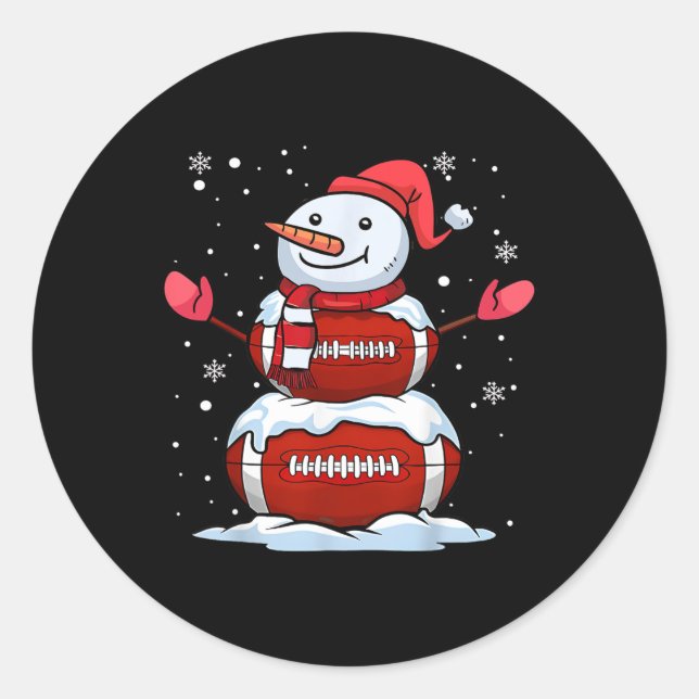 Christmas American Football Snowman Xmas Sport Men Classic Round Sticker (Front)