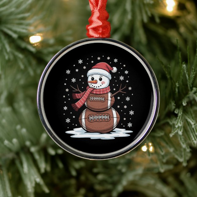 Christmas American Football Snowman Xmas Sport Metal Tree Decoration (Tree)