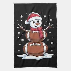 Christmas American Football Snowman Xmas Sport Tea Towel