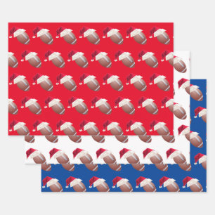 Christmas American Football Sports Santa Holiday Wrapping Paper Sheet