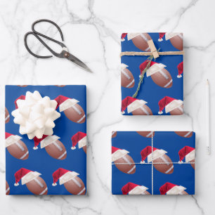 Christmas American Football Sports Santa Holiday Wrapping Paper Sheet