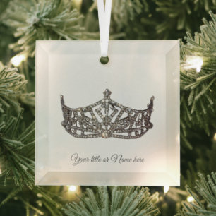 Christmas American Pageant Crown Glass  Tree Decoration