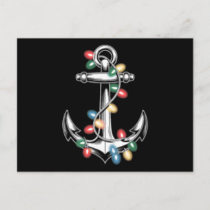Christmas Anchor Xmas Lights Nautical Sailing Holiday Postcard