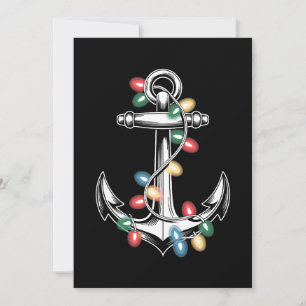 Christmas Anchor Xmas Lights Nautical Sailing Invitation