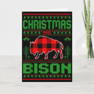 Christmas And Bison Xmas Holidays Ugly Christmas B Card