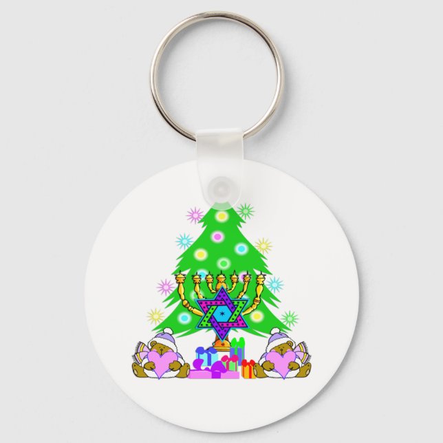 Christmas and Chanukah Holiday Keychain (Front)