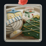 Christmas and Hanukkah cookies on plate, Metal Tree Decoration<br><div class="desc">AssetID: 200486001-001 / {Thomas Northcut} / Christmas and Hanukkah cookies on plate, </div>