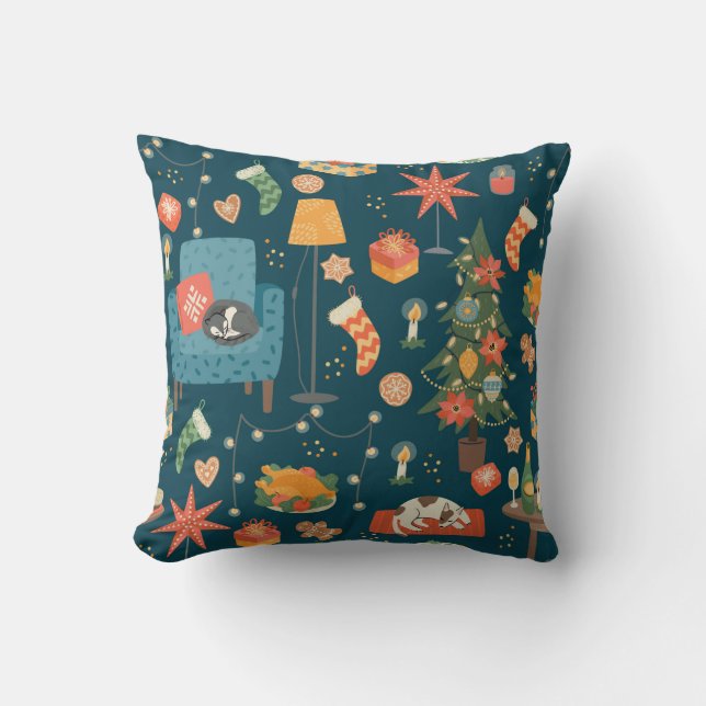 Christmas and Happy New Year seamless pattern. Swe Cushion (Front)