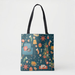 Christmas and Happy New Year seamless pattern. Swe Tote Bag