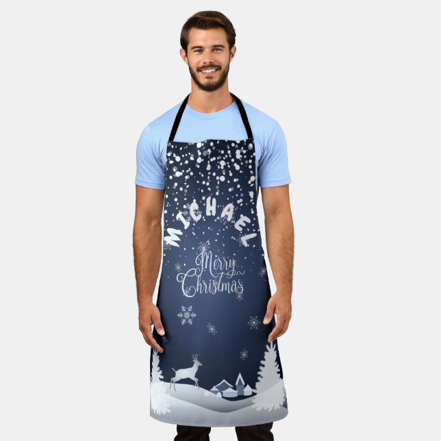 Christmas and Happy New Year! Winter Monogram Apron (Worn)