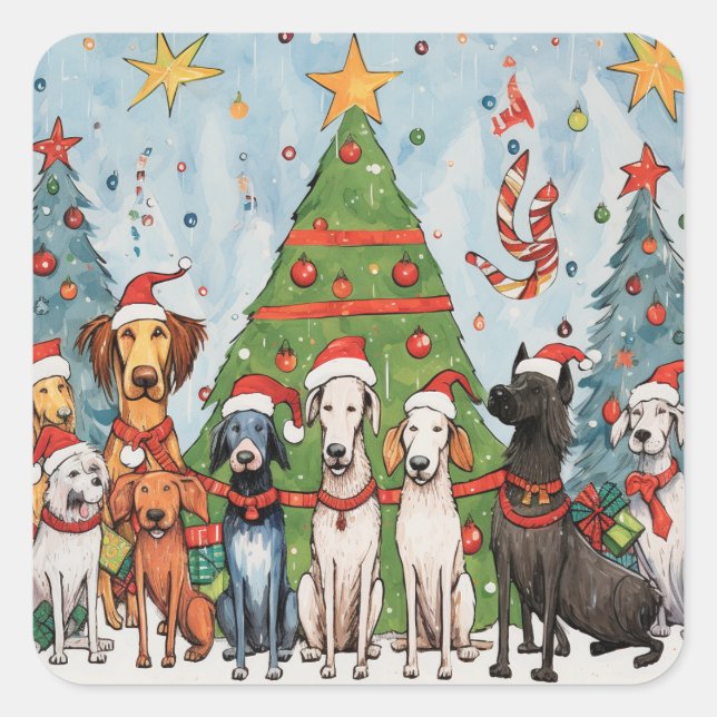 Christmas and Holiday Dogs Sticker (Front)