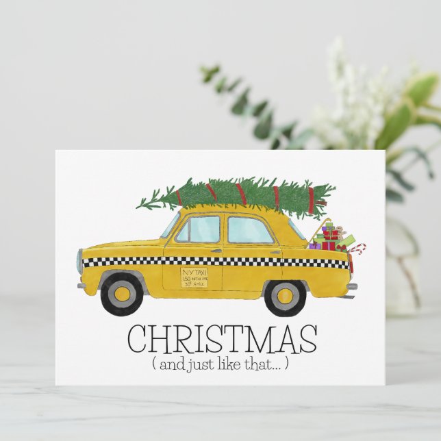 Christmas.. and Just Like That New York Taxi Cab Holiday Card (Standing Front)