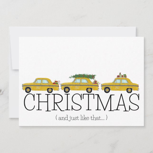Christmas.. and Just Like That New York Taxi Cabs Holiday Card (Front)