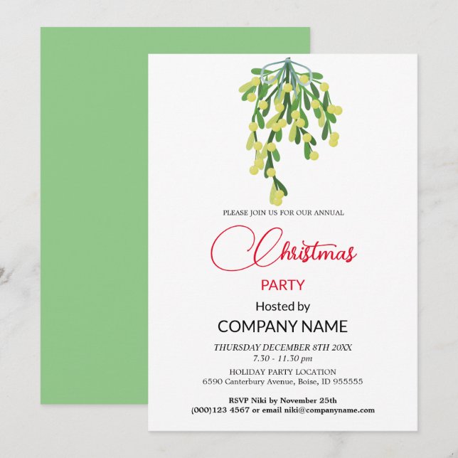 Christmas  and Mistletoe Decorations Corporate Invitation (Front/Back)