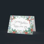 Christmas and New Year Calligraphy Winter Berries Holiday Card<br><div class="desc">Merry Christmas and Happy New Year folded holiday card. The design features handwritten script calligraphy framed with winter berries,  evergreen winter greenery,  holly and foliage. The wording inside is easy to personalise or you can of course leave it blank to handwrite on arrival.</div>