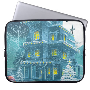 Christmas and New Year greeting card with the imag Laptop Sleeve